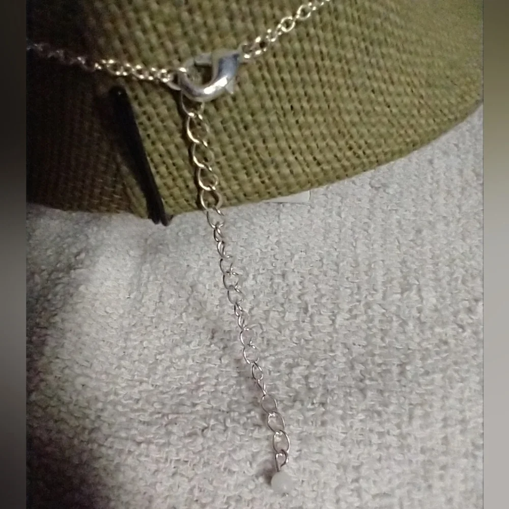 Two tone silver and copper crystal circles chain necklace